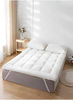 Buy Mattress Topper 10CM Thickness Quilted Microfiber 900gsm, King/Queen/Double/Single Sizes, Color White in UAE