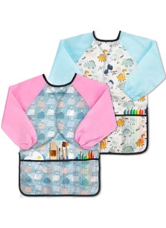 اشتري Kids Painting Aprons Children's Fabric Art Smock for Cooking, Baking, and Crafts, Kids Art Smocks, Kids Aprons for Painting Long Sleeve and 3 Pockets for Age 3 8, M في السعودية