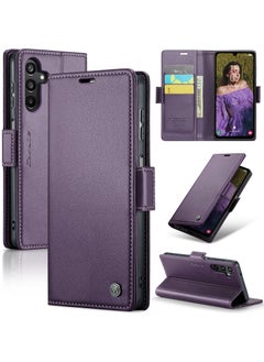 Buy CaseMe Flip Wallet Case For Samsung Galaxy A15 4G/5G RFID Blocking PU Leather Wallet Flip Folio Case with Card Holder Kickstand Shockproof Phone Cover - Purple in Egypt