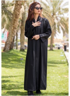 Buy Nobility Arabian Abaya V-Open Neck Front and Back work, Ari Work and Sleeve Work with Black in Saudi Arabia