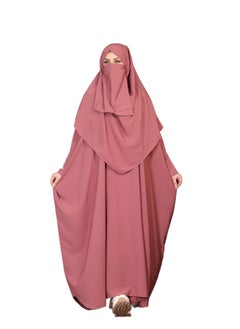 Buy 3 pieces of crepe material, ribbon + veil + niqab, size one size to fit up to 90 kilos for women in Egypt