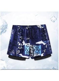 اشتري Fashionable Men's Double-Layer Quick Drying Beach Swimming Shorts في الامارات