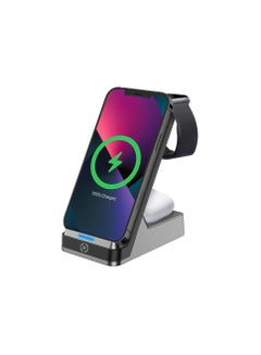Buy 3 in 1 Wireless Charger Station, 15W Fast Charging Dock Stand for Apple iPhone 14/13/13 Pro/13 Pro Max/12 mini/12/12 Pro/SE/X/XR/iWatch 6/5/4/3/2/Airpods 2/Pro for Samsung Android in UAE