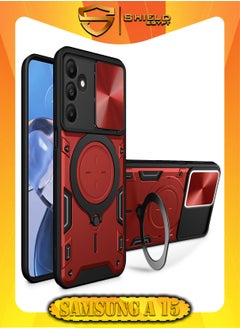 Buy SHIELD EGYPT For Samsung Galaxy A15 Armored Camera Shield Cover Camera Lend Protection, Built-in 360° (Red) in Egypt