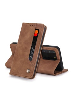 Buy Luxury PU Leather Phone Case Cover for Samsung Galaxy S20 Ultra Brown in Saudi Arabia