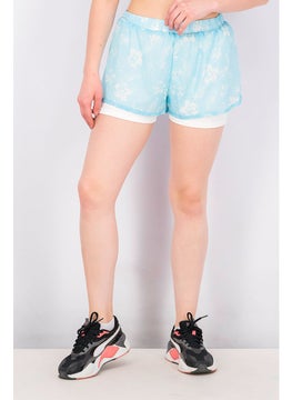 اشتري Women Printed Pull On Shorts, Light Blue في السعودية