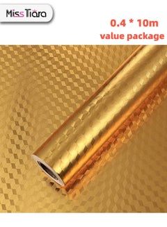 Buy 0.4 x 10m Value Package Peel and Stick Aluminum foil Contact Paper Self-Adhesive Oil Proof Heat Resistant Wall Sticker for Countertop Drawer Shelf Liners Gold in UAE