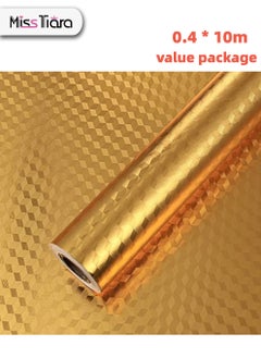 Buy 0.4 x 10m Value Package Peel and Stick Aluminum foil Contact Paper Self-Adhesive Oil Proof Heat Resistant Wall Sticker for Countertop Drawer Shelf Liners Gold in UAE