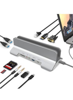 اشتري 13 in 1 USB C Docking Station, USB C Laptop Docking Station Charging Stand 13 in 1 Docking Station Dual Monitor, VGA, USB C 3.1, USB A 3.0, PD Charging, SD & TF Slot, for MacBook في الامارات