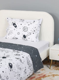 Buy Astroworld Printed Comforter Set, White & Dark Grey in UAE