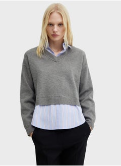 Buy V-Neck Cropped Sweater in Saudi Arabia