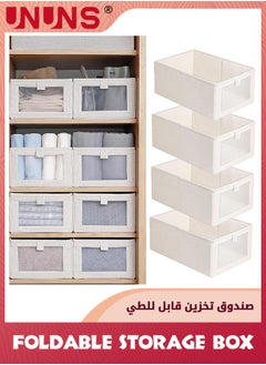 Buy 4 Pack Linen Storage Bins,Storage Containers For Organizing Clothing,Jeans,Toys,Books,Shelves,Closet,Wardrobe,Closet Organizers And Storage,Large Storage Boxes Baskets With Visual Window in UAE