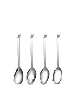 Buy 4 Pieces X-Large 11-Inch Stainless Steel Serving Spoon Set with Slotted Spoon, Pointed Serving Spoon, Round head Serving Spoon and Deepened Serving Spoon for Buffet Banquet Flatware in Saudi Arabia