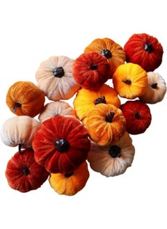 Buy 16-Piece Pumpkin Decor for Home Fall Decoration, Velvet Foam Pumkins for Artificial Craft in UAE