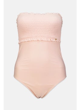 Buy Women Lightly Padded Textured One Piece, Pink Clay in Saudi Arabia