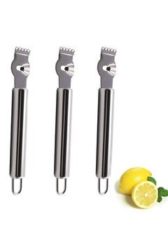 اشتري 3 Pieces Lemon Zest Peeler for Cocktails Stainless Steel Orange Rind Tool Citrus Twist with Channel Knife Kitchen Accessories & Bar, Dishwasher Safe في الامارات