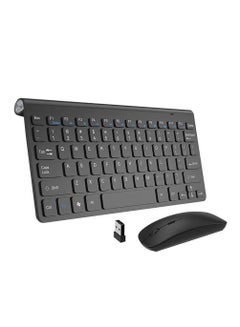 Buy Ntech 2.4Ghz Wireless Keyboard & Mouse Combo  Ultra Thin Portable Keyboard Silent/Compact/Slim Compatible with Computer Laptop Desktop PC Mac And For Windows XP/Vista/7/8/10 OS/Android - Black in UAE