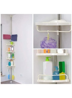 Buy Wall Mounted Multi Functional Bathroom Storage Rack and Hanger white 83x26.6x6.3cm in Saudi Arabia