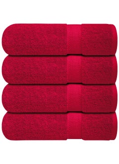 اشتري Premium Bath Towels Set Pack of 4-100% Ring Spun Cotton Towels - Red Bath Towels 68cm x 137cm - Soft Feel, Quick Dry, Highly Absorbent Durable Towels, Perfect for Daily Use by Infinitee Xclusives في الامارات