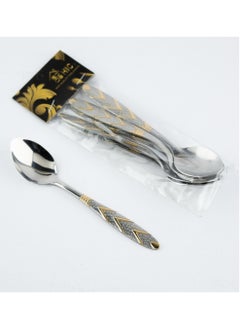 Buy 6pcs golden stainless steel dessert spoons in Saudi Arabia