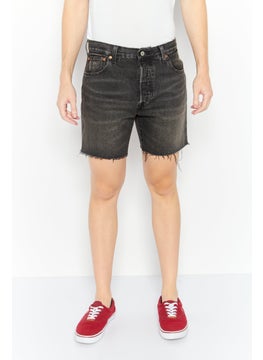 Buy Men Solid Denim Short, Black in UAE