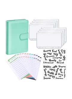 اشتري 23Pcs A6 PU Leather Notebook Binder Budget Planner, with with 8 PCS A6 Binder Pockets, 12 Expense Budget Sheets, 2 Sheets Sticker Label (Black) في الامارات