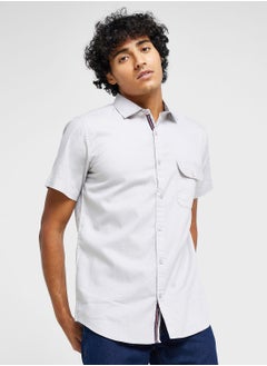 Buy Cotton-Elastane Casual Single Pocket Shirt in Saudi Arabia