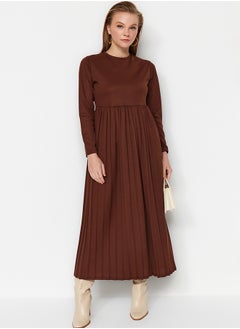 Buy Brown Skirt Pleated Scuba Knitted Dress TCTAW24EL00000 in Egypt