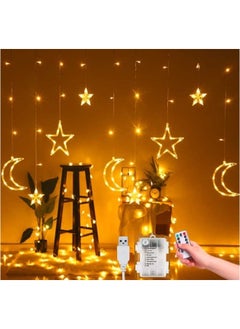 Buy 138 LED Moon Star Light Curtain, Curtain Lights 3.5 m 8 Modes, String Lights with USB and Powered Battery Box in UAE