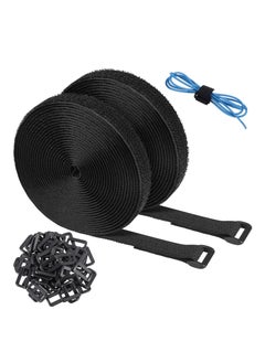 Buy Velcro Cable Ties, 10m Adjustable Velcro Cable Straps Heavy Duty with 50 Buckles, 2 Pcs Free Cut Self Hook and Loop Securing Strap for Cable Tidy, Wire Management, Cord Organiser in UAE