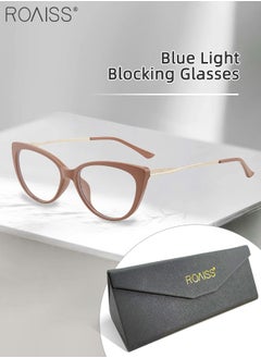 اشتري Women's Blue Light Blocking Glasses Blue Light Filter Computer Reading Gaming TV Phones Cat Eye Eyeglasses Fashion Anti Eyestrain Headache Eyewear Apricot Color في السعودية