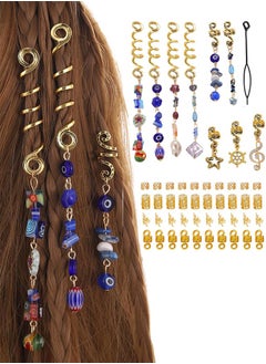 Buy 50 Piece Hair Jewelry for Braids Dreadlock Accessories Beads Stone Hair Clips Charms Rings Hairstyle Decoration in Saudi Arabia