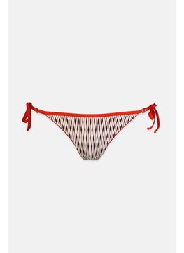 اشتري Women Printed Tie Closure Bikini Bottom, White and Black and Red في السعودية