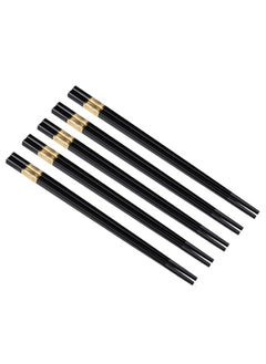 Buy 5 Pairs Fiberglass Chopsticks Black And Gold in Saudi Arabia