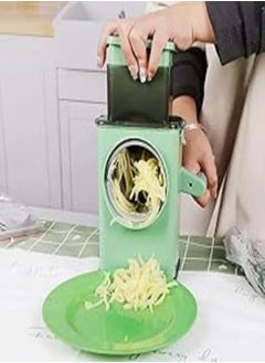 اشتري "7 in 1 Multifunctional Vegetable Slicer: Manual Grater and Slicer with 2 Different Grating Vegetables and Slicing in Different Shapes, Makes Round Slices, Crunchy and Potato Chips!" في مصر