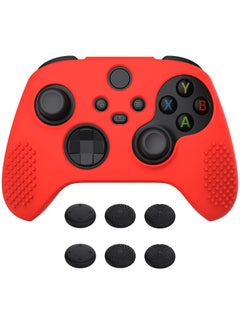 اشتري PlayVital Passion Red 3D Studded Edition Anti-slip Silicone Cover Skin for Xbox Series X/S Controller, Rubber Case Protector for Xbox Series X/S Controller with 6 Black Thumb Grip Caps - SDX3014 في مصر