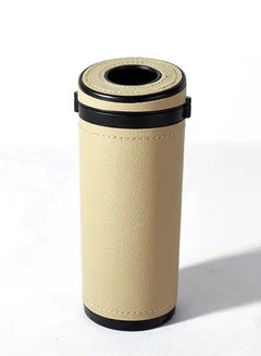 اشتري 1 Pcs Cylinder Tissue Box for Car, Leather Tissue Box Holder ,Car Interior Leather Tissue Cup Beige في الامارات
