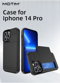 اشتري حافظة محفظة متوافقة مع iPhone 14 Pro / 14 Pro Max تتضمن محفظة خلفية لحمل البطاقات، حافظة هاتف واقية عسكرية مضادة للصدمات في الامارات