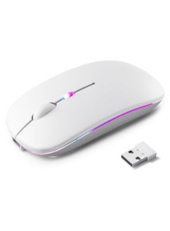 Buy Wireless Bluetooth Mouse, Rechargeable LED Dual Mode Mouse (Bluetooth 5.2 and USB Receiver) Portable Silent Mouse,for Laptop/Desktop/Tablet in Egypt