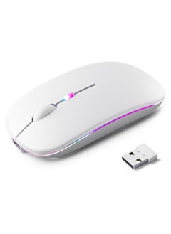 اشتري Wireless Bluetooth Mouse, Rechargeable LED Dual Mode Mouse (Bluetooth 5.2 and USB Receiver) Portable Silent Mouse,for Laptop/Desktop/Tablet في مصر