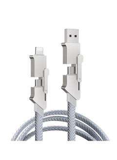 اشتري Multi Charging Cable, 4 in 1 Nylon Braided 3FT/1M Multiple USB Charging Cord Adapter, Lightning/Type C/USB A Port Connectors Compatible with iphone Cell Phones Tablets and More في الامارات