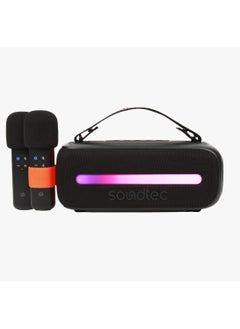 اشتري 24W Speaker with Dual Wireless Microphone and Powerful Bass / Bluetooth V5.3 / 6H Play time / Karaoke / FM / RGB Light - Black في الامارات