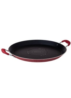 Buy A Two-Handed Non-Stick Aluminum Frying Pan With A Heat-Resistant Handle, Red/Black in Saudi Arabia