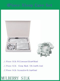 Buy 4 Piece 100% Mulberry Silk Sleep Care Gift Box Set-Silver in Saudi Arabia
