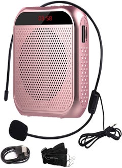 اشتري Voice Amplifier with Wired Microphone Headset, Portable Rechargeable PA System Speaker Personal Microphone Speech Amplifier, Loudspeaker for Teachers, Tour Guides/Coaches Metting/Yoga/Fitness (Pink) في السعودية