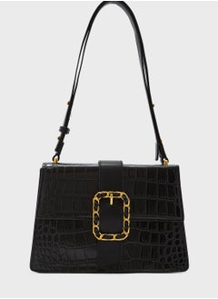 Buy Chain Buckle Croc Effect Satchel Bag in Saudi Arabia