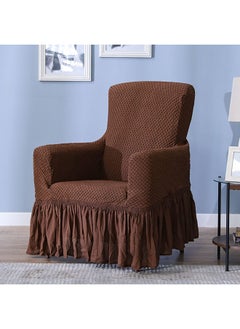 اشتري Evory 1 Seater Stretchable Sofa Cover 100% Polyester And Elastic Decorative Chair Covering Washable Cloth Cover For Living Room L 70 X 110 cm Brown في الامارات