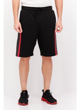 اشتري Men Drawstring Brand Logo Basic Short, Black/Red في السعودية