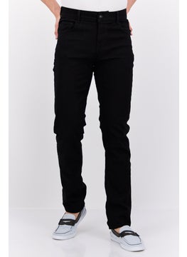 Buy Men Regular Fit Solid Stretchable Jeans, Black in UAE