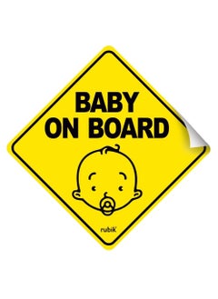 اشتري Baby on Board Car Sign Self Adhesive Sticker 1pc Reflective Kids Safety Warning Cute Design for Car Rear Window Bumper Universal Fit - 12x12cm في الامارات